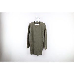 Gap Womens Size XS Faded Long Sleeve Waffle Thermal Knit Dress Olive Green